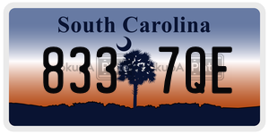 8337QE  license plate in SC
