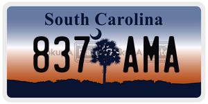 837AMA license plate in South Carolina