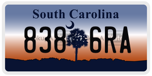 8386RA license plate in South Carolina