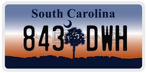 843DWH license plate in South Carolina
