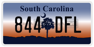 844DFL  license plate in SC
