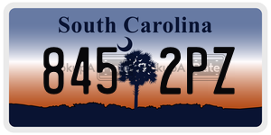 8452PZ license plate in South Carolina