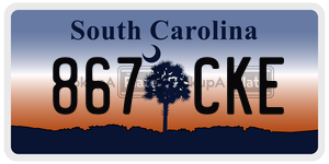 867CKE  license plate in SC