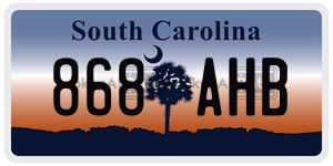 868AHB license plate in South Carolina