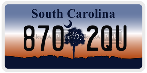 8702QU license plate in South Carolina