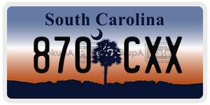 870CXX license plate in South Carolina