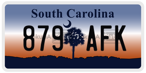 879AFK  license plate in SC