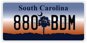 880BDM license plate in South Carolina