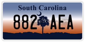 882AEA  license plate in SC