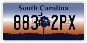 8832PX  license plate in SC