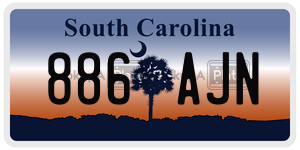 886AJN license plate in South Carolina