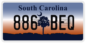 886BEQ license plate in South Carolina