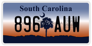 896AUW  license plate in SC