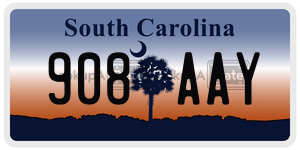 908AAY  license plate in SC