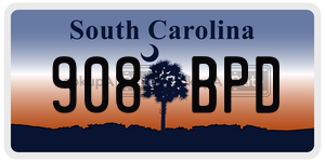 908BPD  license plate in SC