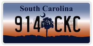 914CKC  license plate in SC