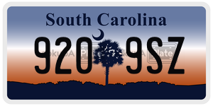 9209SZ  license plate in SC