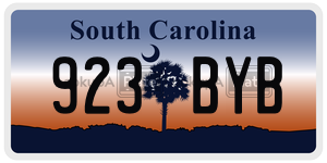 923BYB license plate in South Carolina