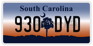 930DYD  license plate in SC