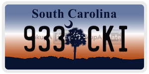 933CKI  license plate in SC