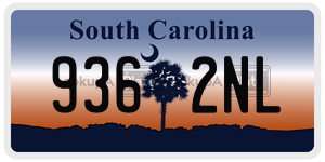 9362NL  license plate in SC