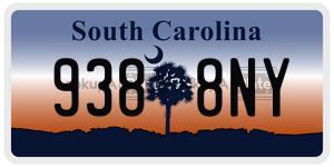 9388NY license plate in South Carolina
