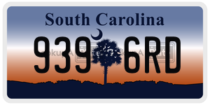 9396RD license plate in South Carolina