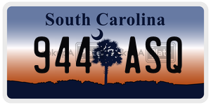 944ASQ license plate in South Carolina