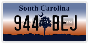 944BEJ  license plate in SC
