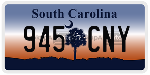 945CNY  license plate in SC