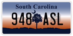 948ASL license plate in South Carolina
