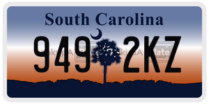 9492KZ  license plate in SC
