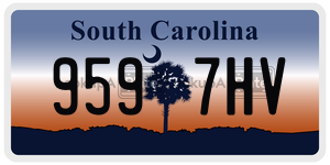 9597HV  license plate in SC
