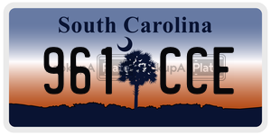 961CCE  license plate in SC
