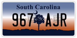 967AJR  license plate in SC