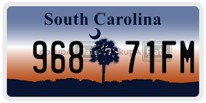 96871FM license plate in South Carolina