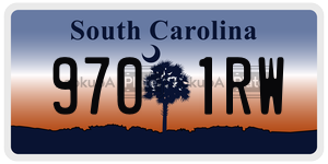 9701RW license plate in South Carolina