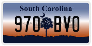 970BVO  license plate in SC