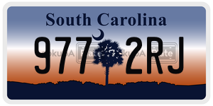 9772RJ license plate in South Carolina