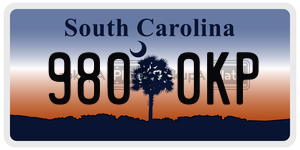 9800KP license plate in South Carolina
