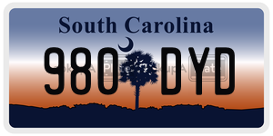 980DYD  license plate in SC