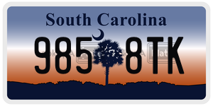 9858TK license plate in South Carolina