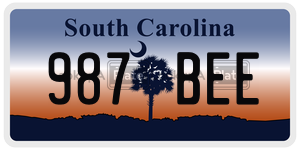 987BEE license plate in South Carolina