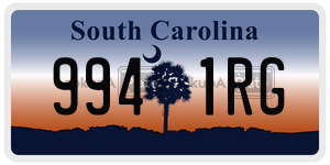 9941RG  license plate in SC