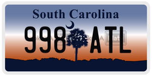 998ATL license plate in South Carolina