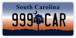 999CAR license plate in South Carolina