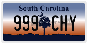 999CHY  license plate in SC