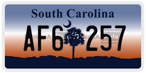 AF6257 license plate in South Carolina