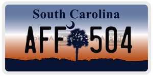 AFF504 license plate in South Carolina