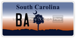 BA license plate in South Carolina